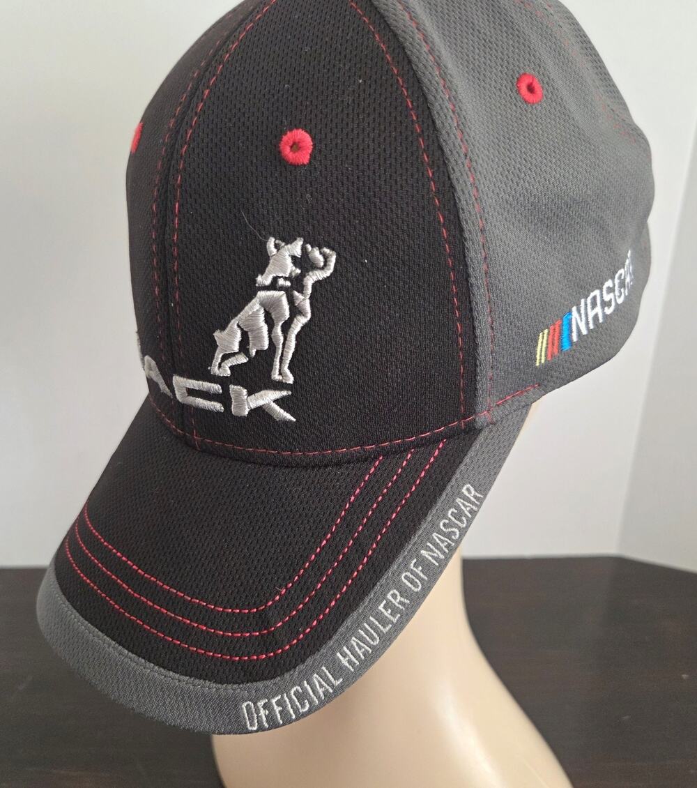 Mack Trucks NASCAR Official Hauler Hat Cap Black Grey Red Stitch Adjustable Hook